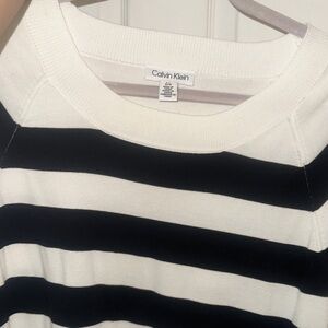 Calvin Klein Women's Sweater in Black and White Stripes